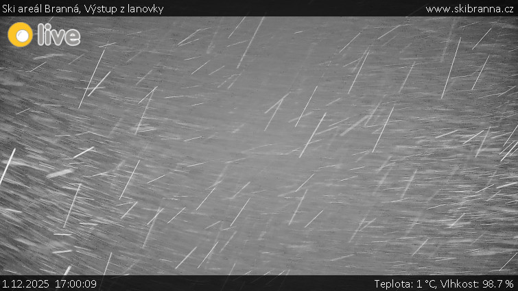 Ski areál Branná - Výstup z lanovky - 1.12.2025 v 17:00