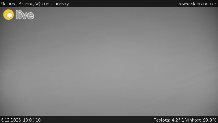 Ski areál Branná - Výstup z lanovky - 6.12.2025 v 18:00