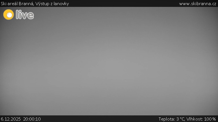 Ski areál Branná - Výstup z lanovky - 6.12.2025 v 20:00