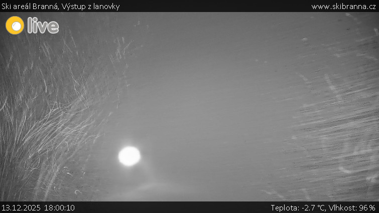 Ski areál Branná - Výstup z lanovky - 13.12.2025 v 18:00