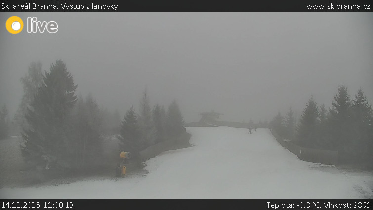 Ski areál Branná - Výstup z lanovky - 14.12.2025 v 11:00