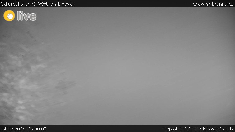 Ski areál Branná - Výstup z lanovky - 14.12.2025 v 23:00