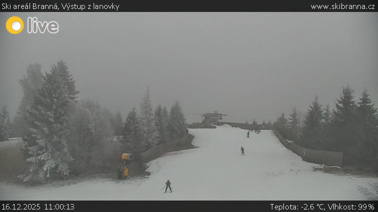Ski areál Branná - Výstup z lanovky - 16.12.2025 v 11:00