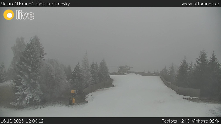 Ski areál Branná - Výstup z lanovky - 16.12.2025 v 12:00