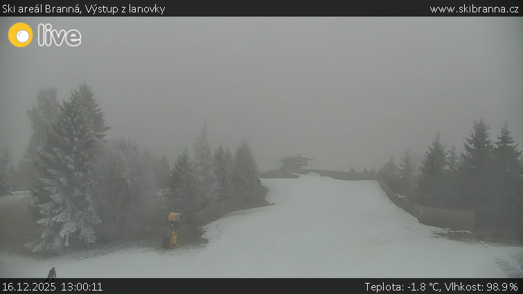 Ski areál Branná - Výstup z lanovky - 16.12.2025 v 13:00
