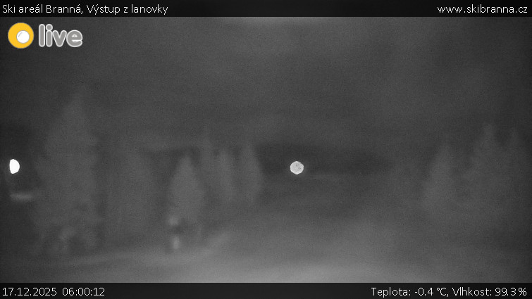 Ski areál Branná - Výstup z lanovky - 17.12.2025 v 06:00