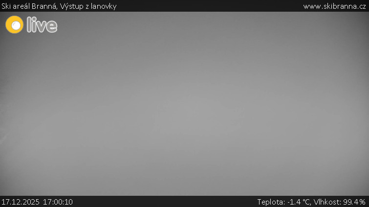 Ski areál Branná - Výstup z lanovky - 17.12.2025 v 17:00