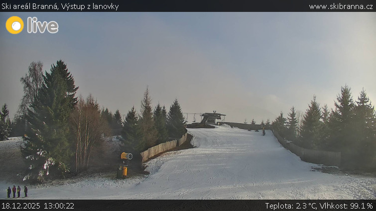 Ski areál Branná - Výstup z lanovky - 18.12.2025 v 13:00