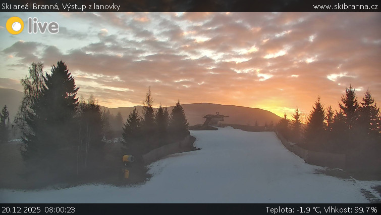 Ski areál Branná - Výstup z lanovky - 20.12.2025 v 08:00