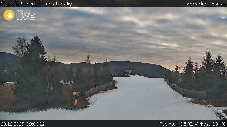 Ski areál Branná - Výstup z lanovky - 20.12.2025 v 09:00