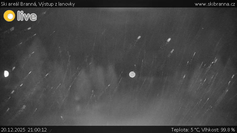 Ski areál Branná - Výstup z lanovky - 20.12.2025 v 21:00