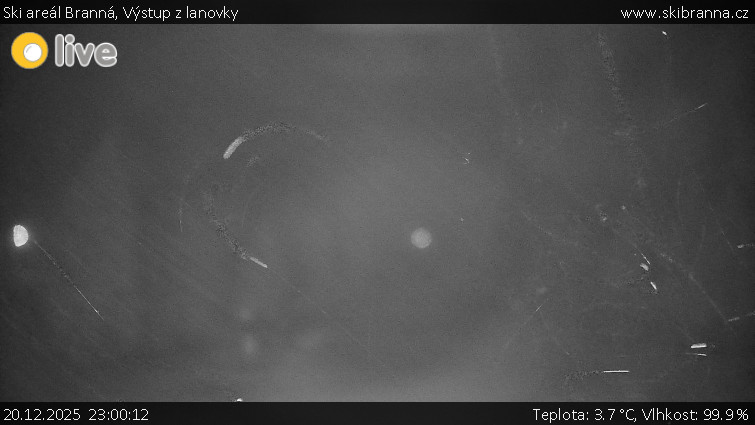 Ski areál Branná - Výstup z lanovky - 20.12.2025 v 23:00