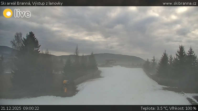 Ski areál Branná - Výstup z lanovky - 21.12.2025 v 09:00