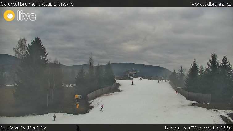 Ski areál Branná - Výstup z lanovky - 21.12.2025 v 13:00