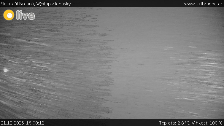 Ski areál Branná - Výstup z lanovky - 21.12.2025 v 18:00