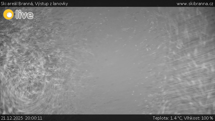Ski areál Branná - Výstup z lanovky - 21.12.2025 v 20:00