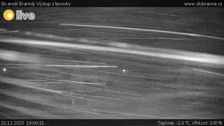 Ski areál Branná - Výstup z lanovky - 23.12.2025 v 19:00