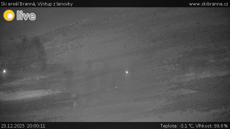 Ski areál Branná - Výstup z lanovky - 23.12.2025 v 20:00