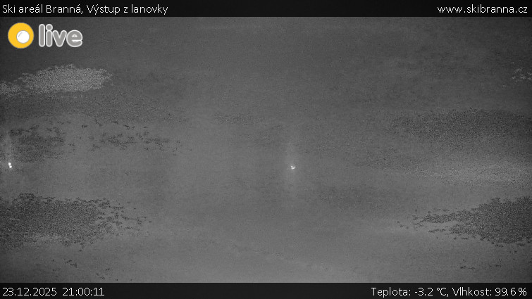 Ski areál Branná - Výstup z lanovky - 23.12.2025 v 21:00