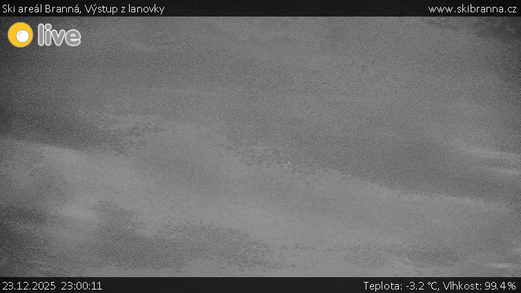 Ski areál Branná - Výstup z lanovky - 23.12.2025 v 23:00