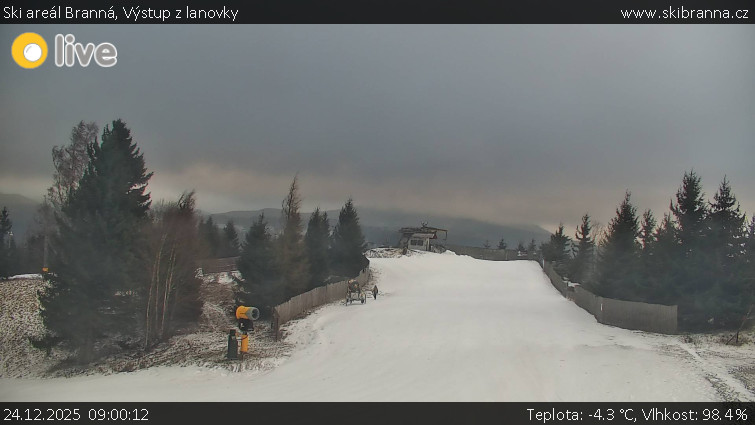 Ski areál Branná - Výstup z lanovky - 24.12.2025 v 09:00