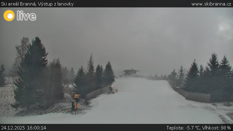Ski areál Branná - Výstup z lanovky - 24.12.2025 v 16:00