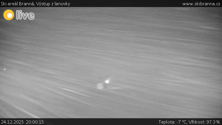 Ski areál Branná - Výstup z lanovky - 24.12.2025 v 20:00