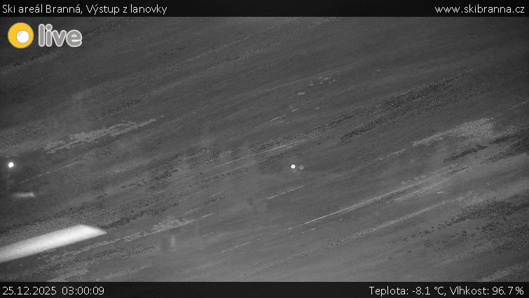 Ski areál Branná - Výstup z lanovky - 25.12.2025 v 03:00