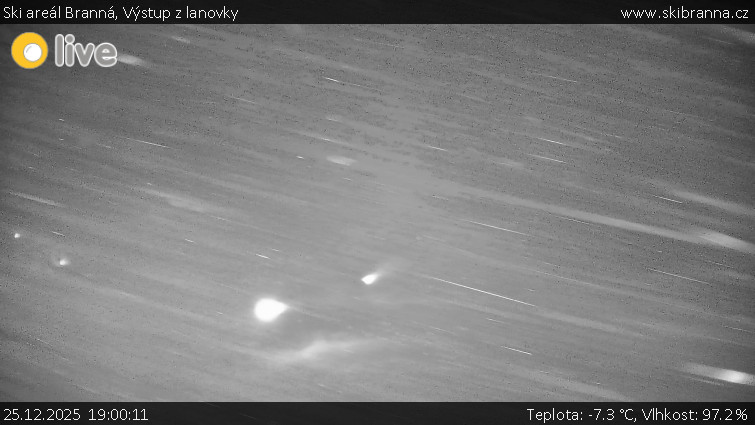 Ski areál Branná - Výstup z lanovky - 25.12.2025 v 19:00