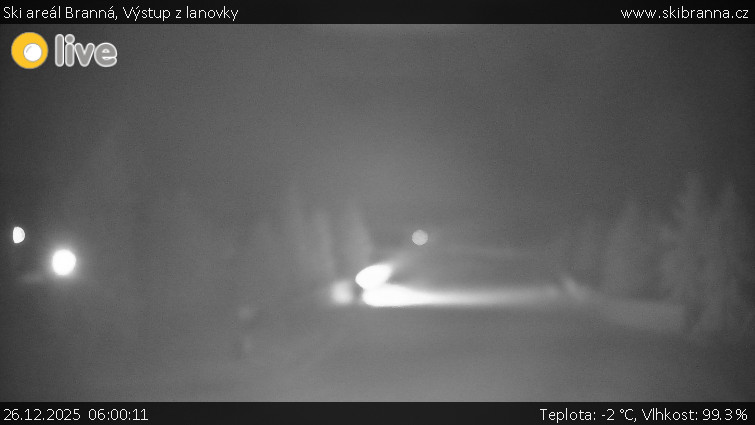 Ski areál Branná - Výstup z lanovky - 26.12.2025 v 06:00