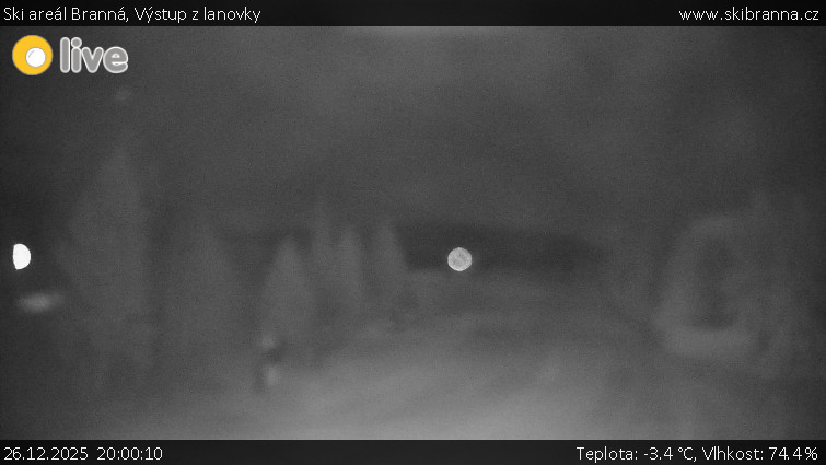 Ski areál Branná - Výstup z lanovky - 26.12.2025 v 20:00