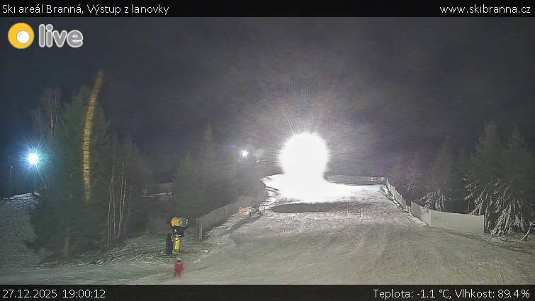 Ski areál Branná - Výstup z lanovky - 27.12.2025 v 19:00
