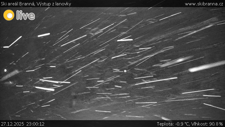 Ski areál Branná - Výstup z lanovky - 27.12.2025 v 23:00