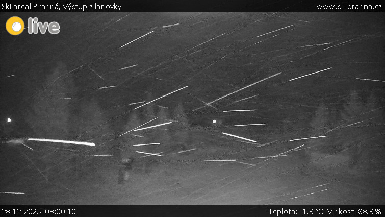 Ski areál Branná - Výstup z lanovky - 28.12.2025 v 03:00