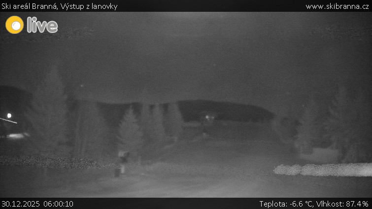Ski areál Branná - Výstup z lanovky - 30.12.2025 v 06:00