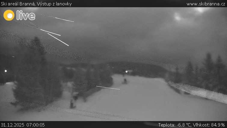 Ski areál Branná - Výstup z lanovky - 31.12.2025 v 07:00