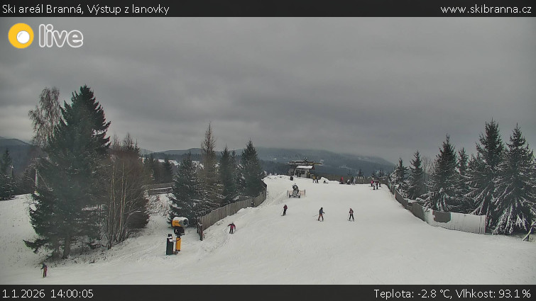 Ski areál Branná - Výstup z lanovky - 1.1.2026 v 14:00