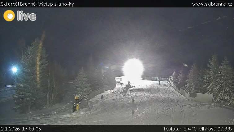 Ski areál Branná - Výstup z lanovky - 2.1.2026 v 17:00