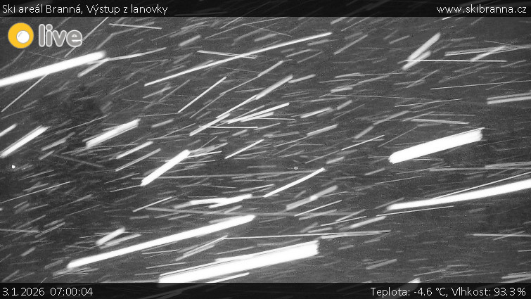 Ski areál Branná - Výstup z lanovky - 3.1.2026 v 07:00