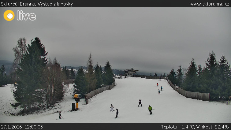 Ski areál Branná - Výstup z lanovky - 27.1.2026 v 12:00