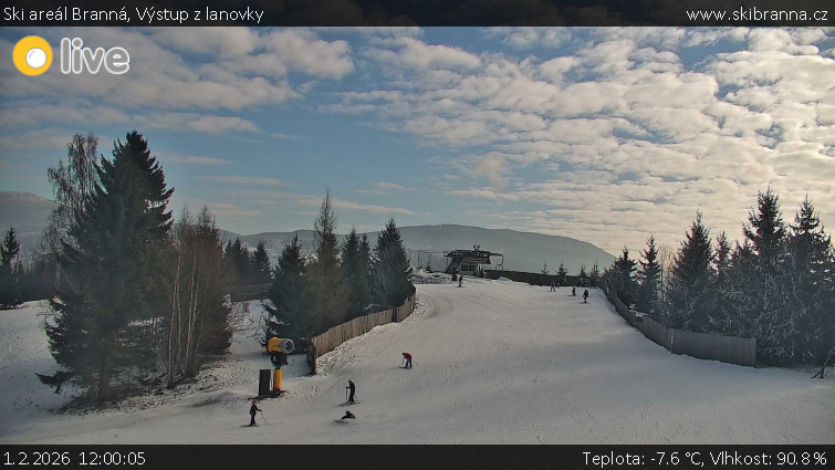 Ski areál Branná - Výstup z lanovky - 1.2.2026 v 12:00