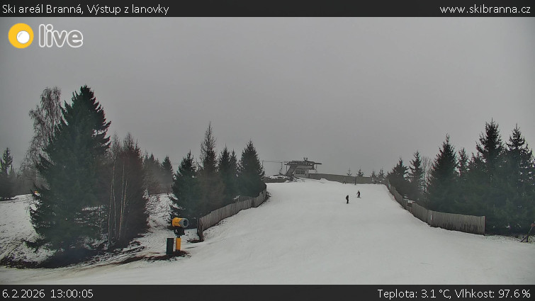 Ski areál Branná - Výstup z lanovky - 6.2.2026 v 13:00