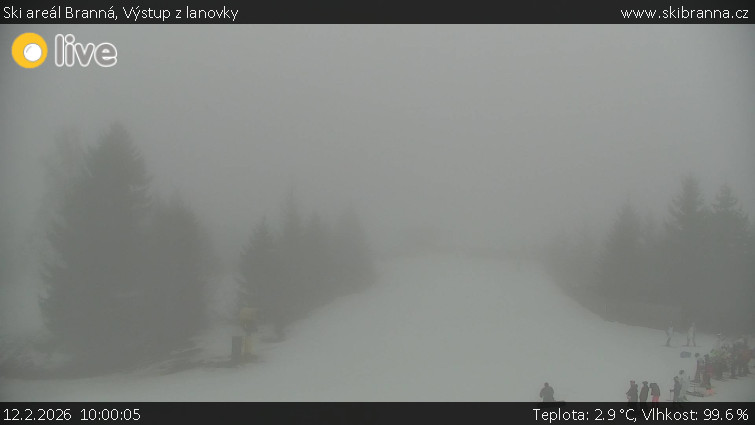 Ski areál Branná - Výstup z lanovky - 12.2.2026 v 10:00