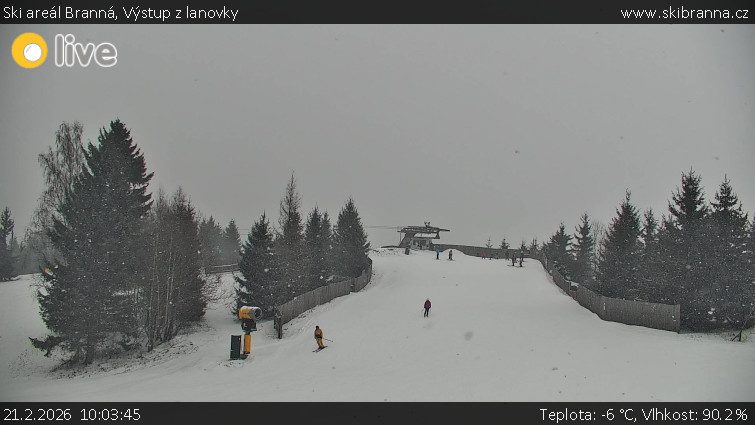Ski areál Branná - Výstup z lanovky - 21.2.2026 v 10:03
