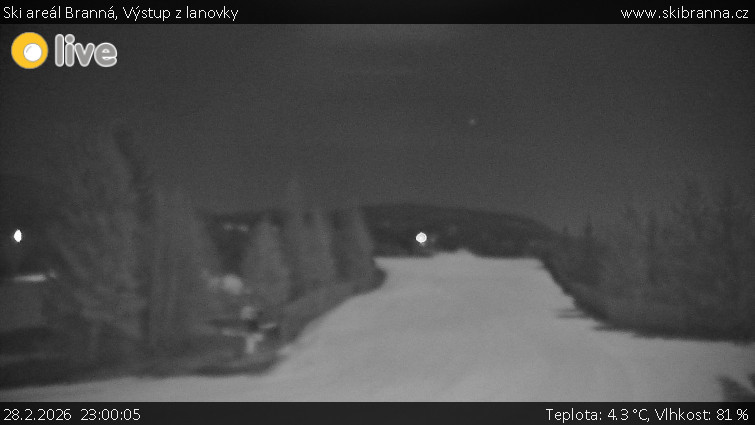 Ski areál Branná - Výstup z lanovky - 28.2.2026 v 23:00