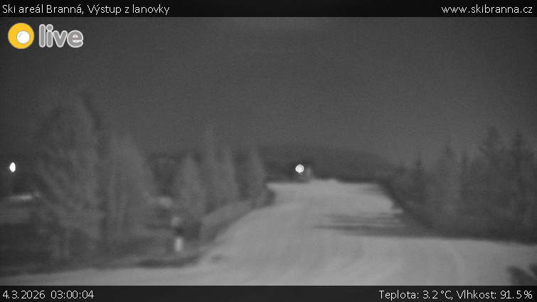 Ski areál Branná - Výstup z lanovky - 4.3.2026 v 03:00