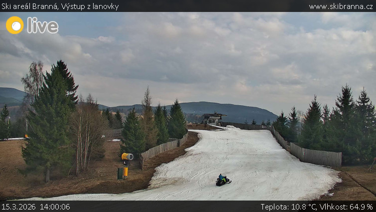 Ski areál Branná - Výstup z lanovky - 15.3.2026 v 14:00