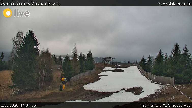 Ski areál Branná - Výstup z lanovky - 29.3.2026 v 14:00