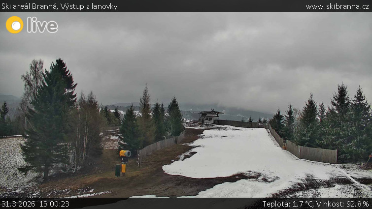 Ski areál Branná - Výstup z lanovky - 31.3.2026 v 13:00