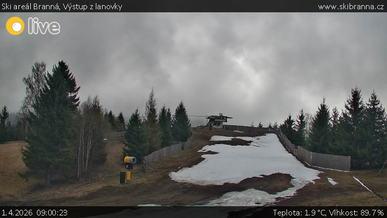 Ski areál Branná - Výstup z lanovky - 1.4.2026 v 09:00